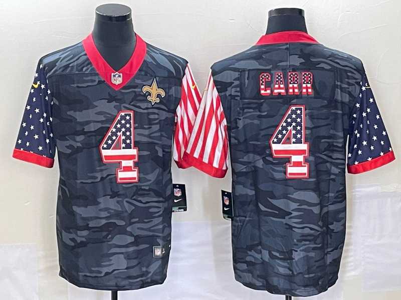 Men%27s New Orleans Saints #4 Derek Carr USA Camo 2020 Salute To Service Stitched NFL Nike Limited Jersey
